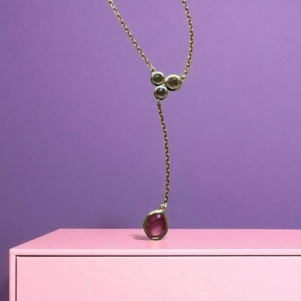 Chic Gold Necklace with Talia Pink Accents